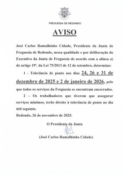 Aviso - Toler&acirc;ncia