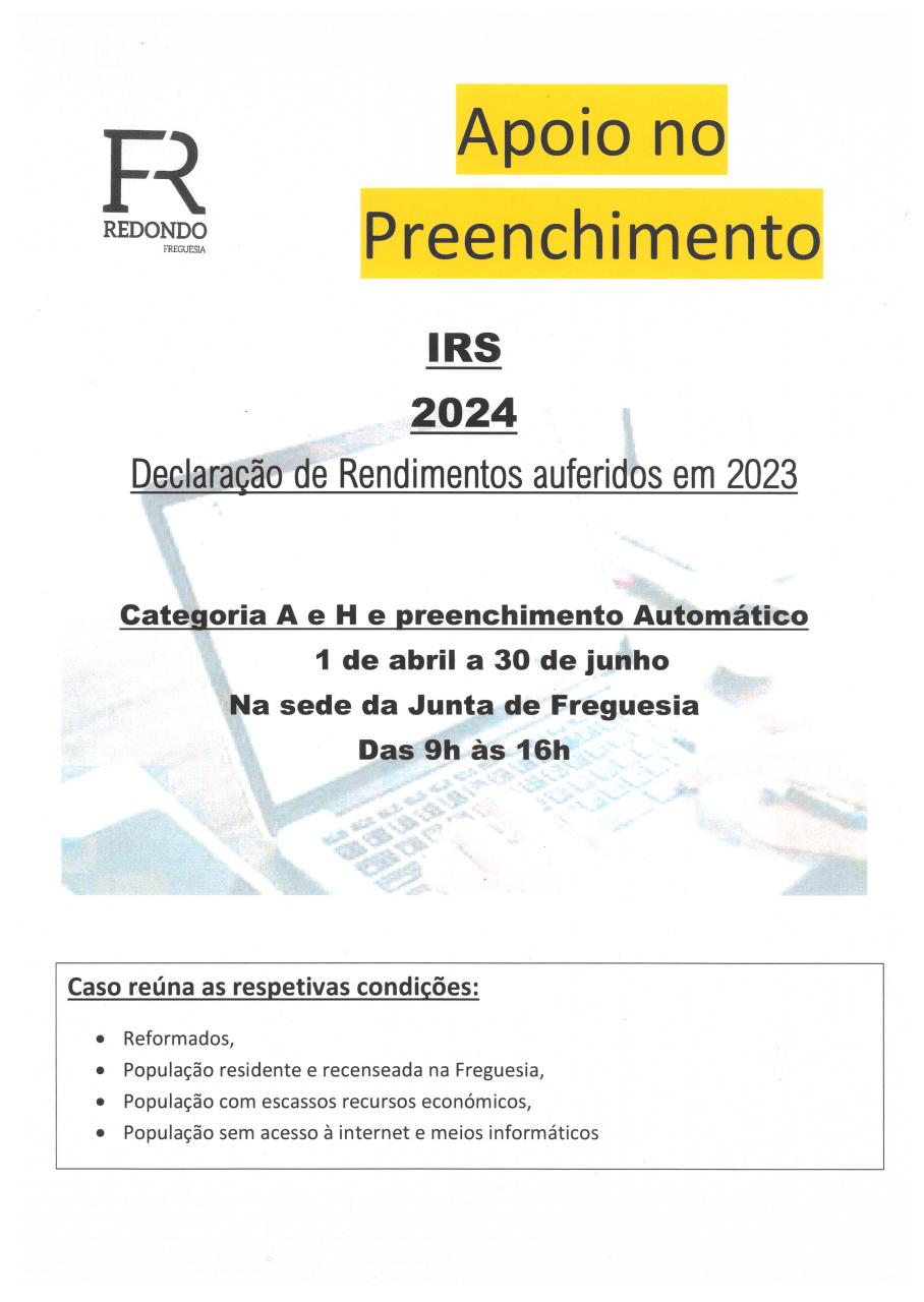 IRS - Rendimentos auferidos em 2023